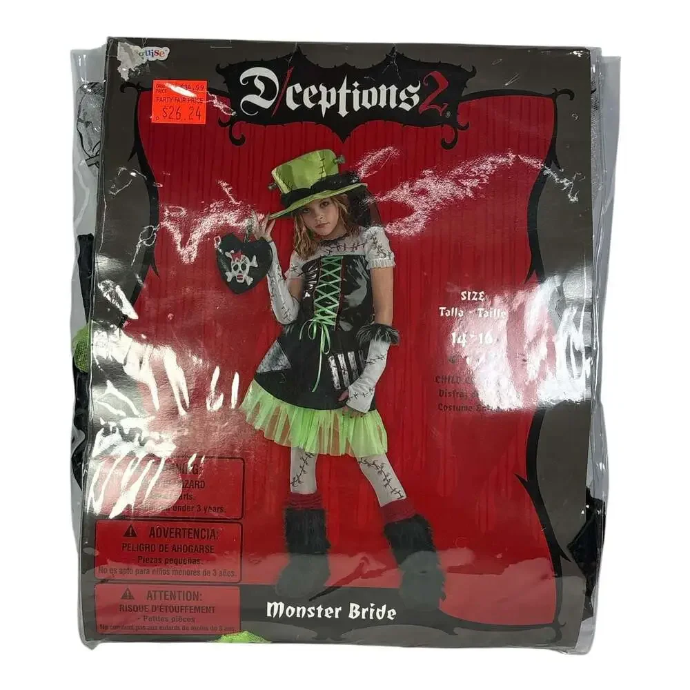 Disguise Monster Bride Teen Child Size  14-16 Halloween Costume Dress-Up NEW